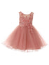 Big Girls Mauve 3D Floral Sequin Wired Tulle Skirt Junior Bridesmaid Dress 8-12 - SophiasStyle.com